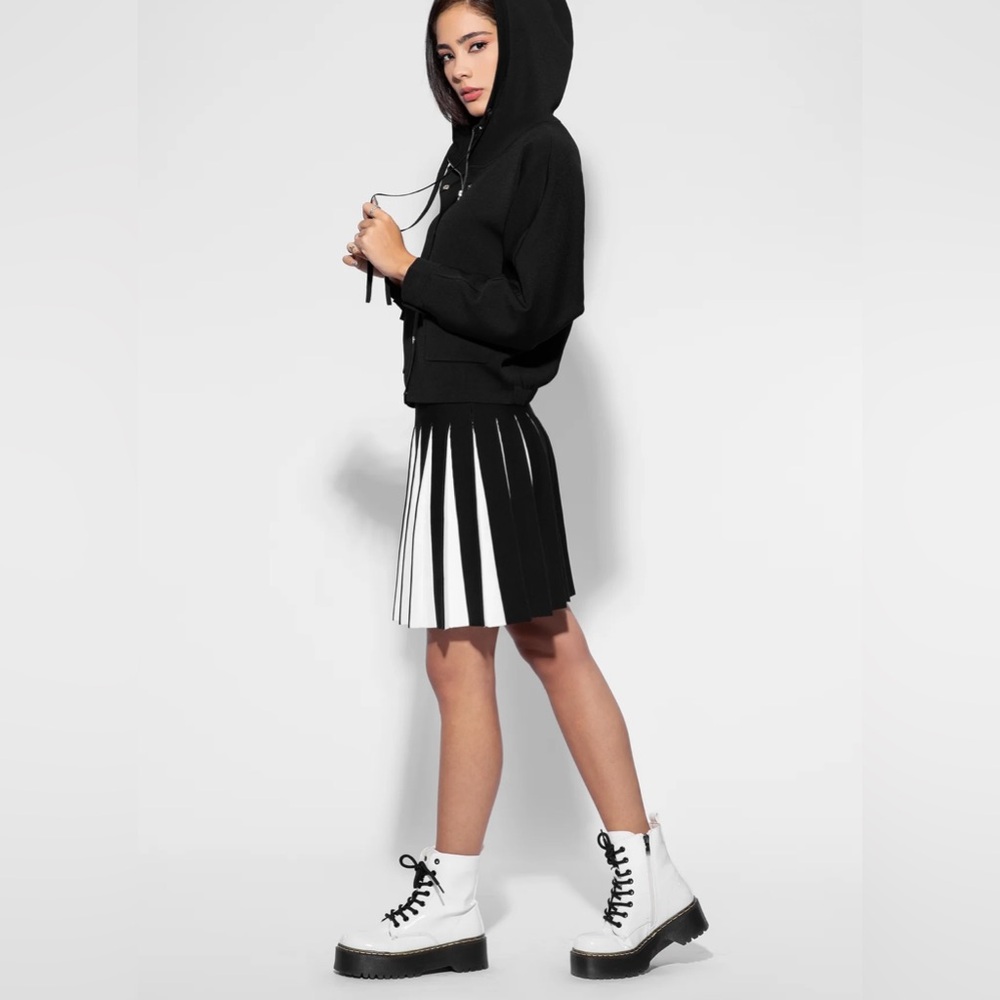 Aleeza Paris Rosee Loose Knit Zippered Hooded Cardigan